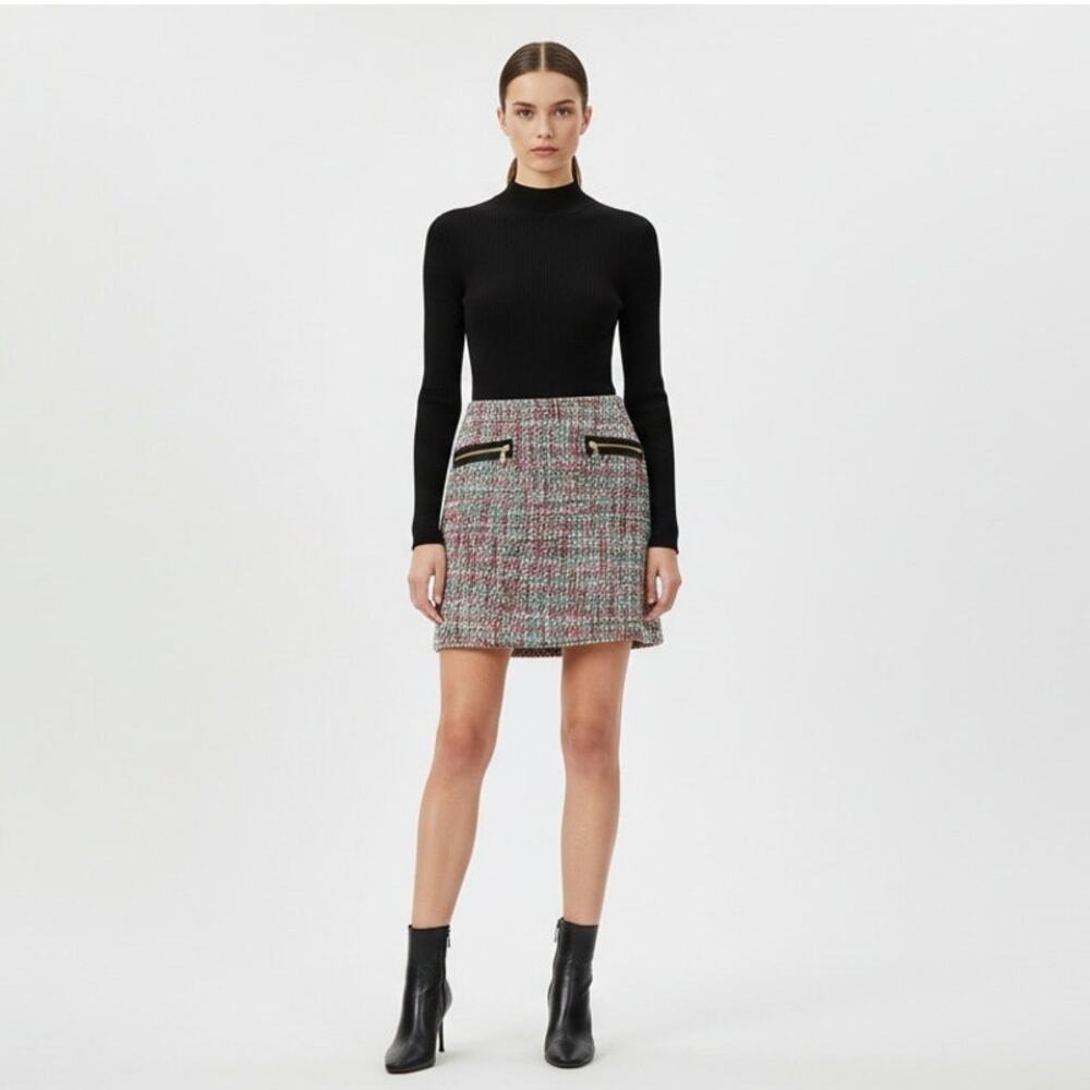 LOFT Rainbow Tweed Zipper Pocket Mini A-Line Skirt Multicolor Size 4P